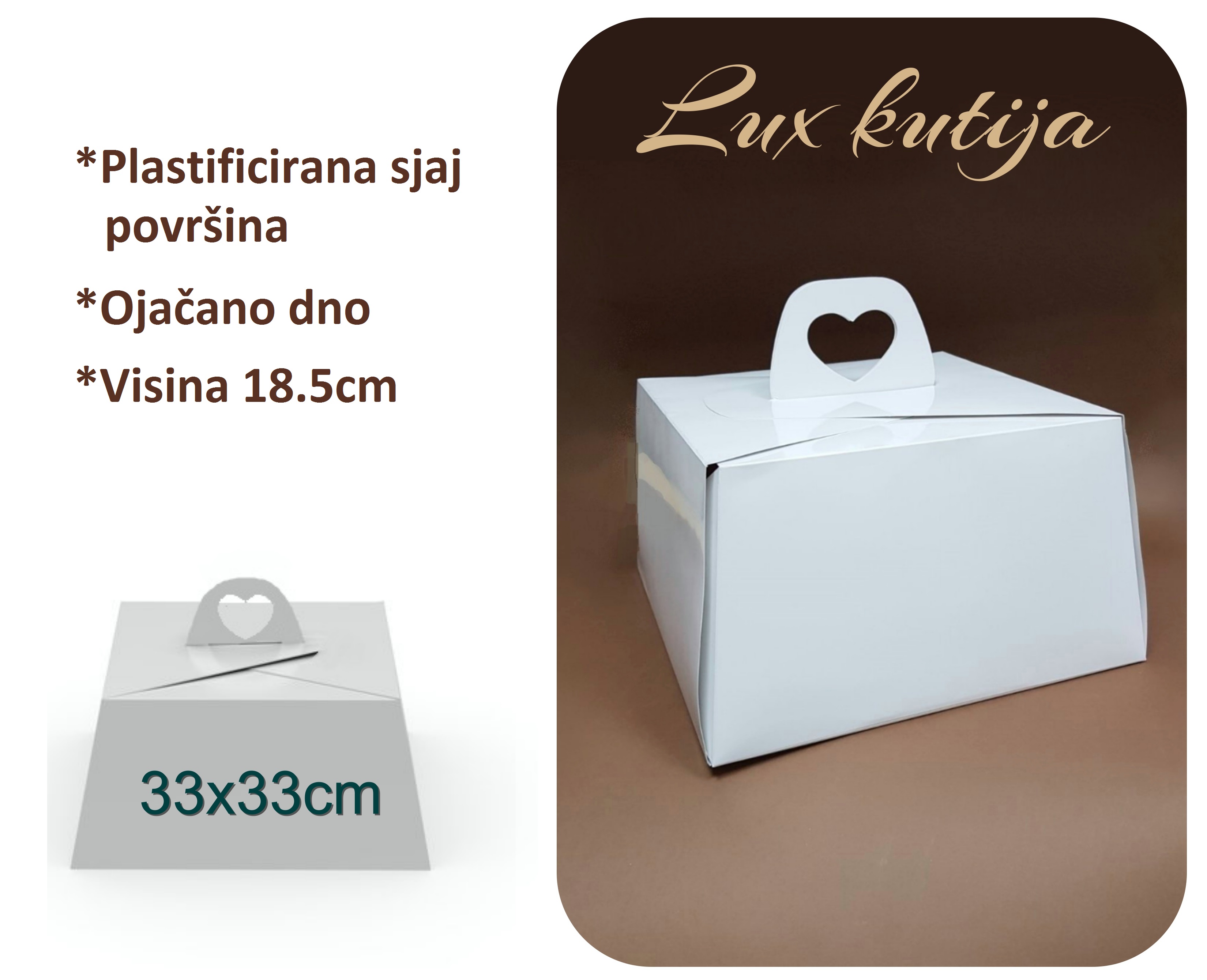 Lux kutija za torte 33x33cm - 5 KOMADA/Set