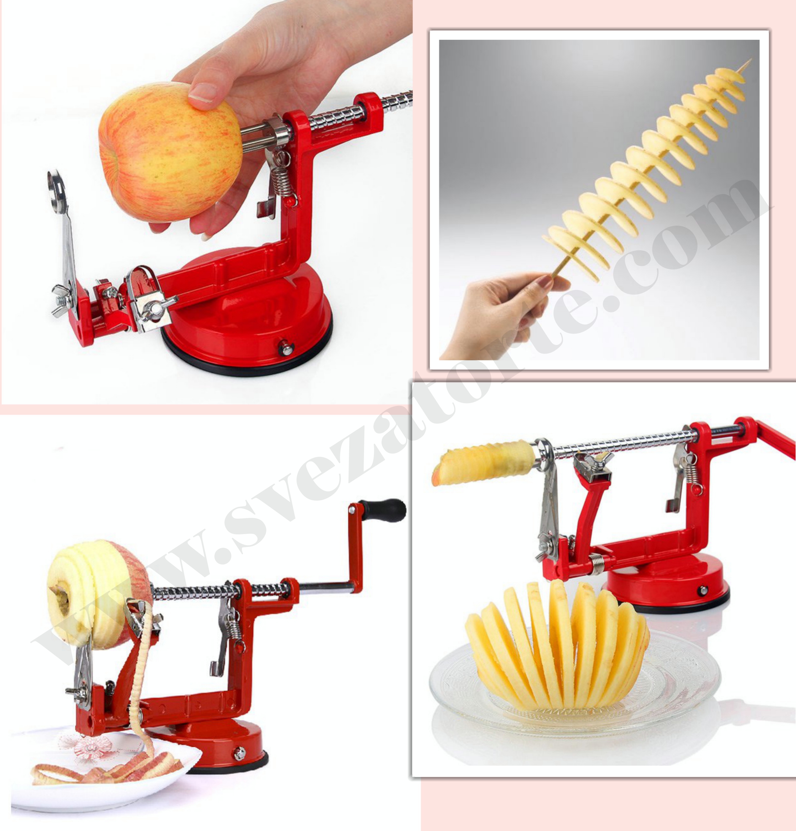 Mašina za spiralno sečenje i ljuštenje jabuka