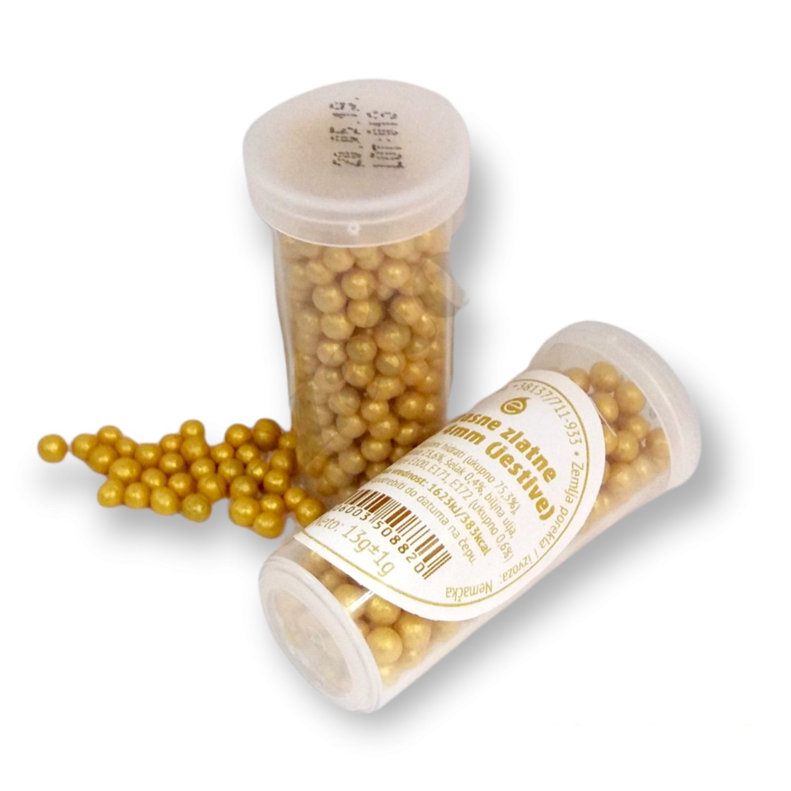 Secerne dekorativne jestive perle - Zlatne 4mm